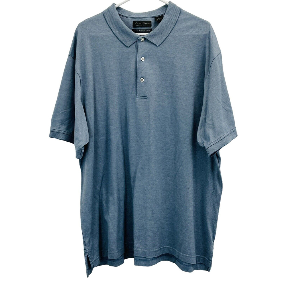 Mens XL Daniel Cremieux Signature Polo Shirt Light Blue Short Sleeve 100% Cotton
